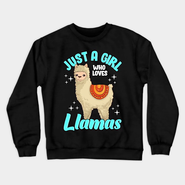 Funny Just A Girl Who Loves Llamas Cute Llama Crewneck Sweatshirt by theperfectpresents